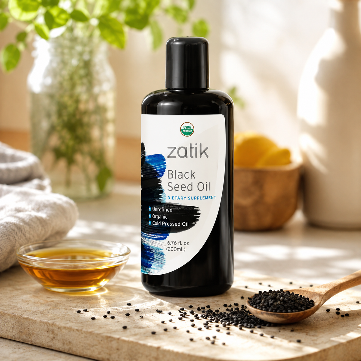 Organic Black Seed Oil 6.76oz | Cold-Pressed | Zatik Naturals